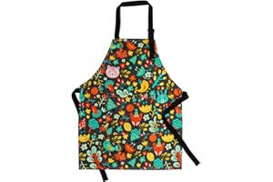 JENNICE HOUSE Kids Aprons, Pure Cotton Children Artists Aprons with Adjustable Neck Strap and Pocket Child Chef Aprons for Boys and Girls Cooking Baking Painting Aprons