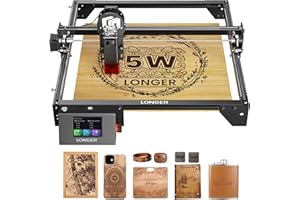 Longer RAY5 Laser Graviermaschine, 5W Laser-Ausgangsleistung, 3,5“ Farb-Touchscreen, Offline-Steuerung über App, Gravurwerkzeug für Metall/Glas/Holz, Arbeitsbereich 400x400mm