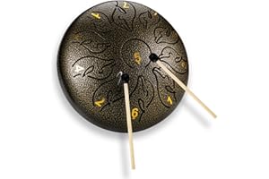 YUENGJGI Handpan Tongue Drum 6 pouces 11 Tons Mini Steel tongue Drum Instrument de musique à percussion Yoga Méditation, Pour Débutants,Adultes,Enfants,Livré Avec le Sac,Des Maillets et Des Médiators (Bronze)