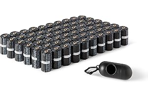 Amazon Basics Hundekotbeutel mit Spender und Leinenclip, Unparfümiert, 900 Beutel (60 Packungen mit je 15 Beuteln), Schwarz