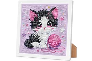 Arttoplus Diamond Painting Kinder Junge Mädchen mit Rahmen Katze,Diamond Painting Kinder ab 4 5 6 8 10 Jahre Schwarze Katze,Tiere 5D Diamant Malerei Set zur Geschenk und Heimdekoration (18x18 cm)