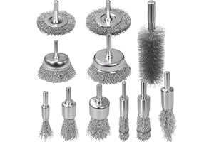 SBGGRL 11 Stück Drahtbürste Bohrmaschine Set Drahtbürste 6mm Messingbürste Bohrmaschine, Stahlbürste, Drahtbürste Akkuschrauber, Akkuschrauber Schleifaufsatz, Topfbürste Stahlbürsten für Bohrer