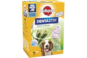 PEDIGREE DENTASTIX Fresh - Dental Dog Chews - Medium Dogs 10-25kg - 4 x 28 Sticks - Megapack of Dog Dental Sticks