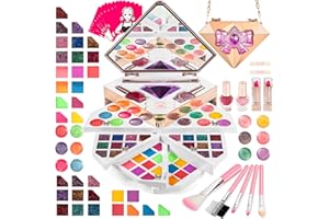 AQXONG Dziecięcy zmywalny zestaw do makijażu, bezpieczna i nietoksyczna torba do makijażu dziecięcego, diamentowa torba do makijażu, dźwięk i lekka torba do makijażu dziecięcego