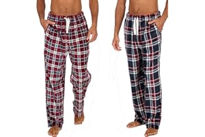 INSIGNIA 2 Pack Mens Fleece Check Pyjamas Lounge Pants Bottoms