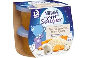 Nestlé Bébé P'tit Souper Risotto aux Champignons - Plat Légumes et féculents dès 12 mois - 2 x 200g