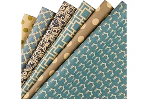 Ruspepa, carta da regalo, con diversi motivi, per confezionare regali di Natale, 44,5 x 76 cm Navy-6S-N.