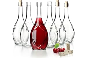 KADAX Lot de 6 bouteilles en verre avec bouchon en liège hermétique, motif raisin, bouteille d'huile, vinaigre, récipient en verre pour liqueur de fruits, bouteille de vin, conteneur en verre (500 ml)