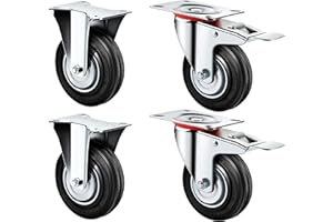 Kippen 1603BK Juego de 4 ruedas industriales Diámetro 100 mm Fijo + 2 con placa giratoria y freno