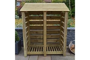 Rutland County Garden Furniture Cottesmore 6ft Tall Log Store/Garden Storage Heavy Duty Pressure Treated Timber With Forward Sloping Roof (Slatted Log Store Only, Light Green)