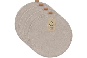 ‎MIQIO Miqio Design Filz Sitzkissen Rund mit Antirutschnoppen | 35cm | 4er-Set | Indoor und Outdoor | Nachhaltig aus recycelten PET Flaschen | Waschbare Stuhlkissen rutschfest | beige