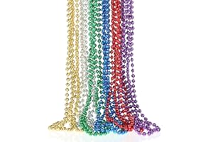 GREVOSEA Mardi Gras Beads, 18 Pcs Metallic Colorful Bead Necklace Party Favors, 6 Kinds of Color 33" Beaded Necklace Costume Festival Parade Throw Accessories for Wedding Birthday Celebrations Women Men