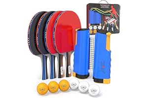 NIBIRU SPORT Ping Pong Paddles Set - Professional Table Tennis Rackets and Balls, Retractable Net with Posts and Storage Case - Pingpong Paddle and Game Table Accessories