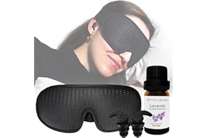 BETTER DREAMS Antifaz Dormir Tapones Oídos Aceite Lavanda Pack Relajación Sueño Profundo Bloquea Luz Reduce Ruido Descanso Natural Viajes Reducción Sonido Kit Sueño Bienestar Aromas Relajantes