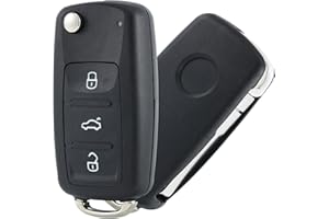 BETTERHER Ersatz Klapp 3-Tasten Autoschlüsselgehäuse Funkschlüssel Schlüssel kompatibel für VW Volkswagen Golf Mk6 Skoda Octavia Tiguan Polo Passat CC SEAT
