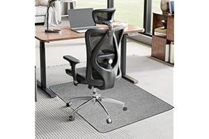 MUEZDUR Office Chair Mat for Carpeted & Hardwood Floor, 120x90cm Carpet Protector Chair Mat for Home Office Rolling Chair Easy Glide Heavy Duty Folding Mat (Light Grey)