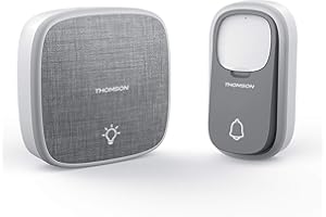 THOMSON Halo Kabellose Funk Türklingel, Grau, Batterie Betrieb, 150 m Reichweite, mit Namensschild und LED-Anzeige, IP44 wetterfest