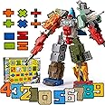 QSLKI Number Transforming Robots, Transforming Toys for Birthday Gift, Building blocks, children's intellectual toys, gifts,Educational STEM Robot Toys 3-6 Years Kids Playing Learning (type 2 （0-9）)