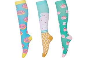 LEOSTEP Calze a compressione da donna (3 paia), calze a compressione colorate per sport, volo, corsa, viaggi, gravidanza, infermiera, 20-30 mmHg