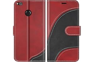 BoxTii Funda para Huawei P8 Lite 2017, Funda de PU Cuero para Huawei P8 Lite 2017, Magnético Carcasa Libro con Ranuras para Tarjetas, Rojo