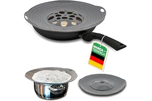 NETROX Coperchio Universale e Paraspruzzi in Silicone per Pentole e Padelle da 15-25 cm – Sicuro per gli alimenti - Previene l'ebollizione – coperchi in silicone, Paraschizzi padella, Pentola, Universal Lid