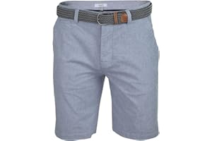 Xact Mens Cotton Oxford Chino Shorts with Belt, Regular Fit