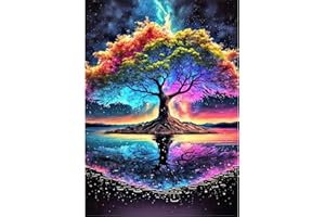 RICUVED Kits de Peinture Diamant de Paysages, Kits de Peinture Diamant 5D Arbre pour Adultes Diamants Ronds Kits de Peinture Diamant Magie Arbre Kits d'Art Cristal Diamant pour la Décoration 30x40cm