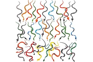 Frasheng 36 Piezas Serpientes De Plastico,Serpientes Falsos de Plástico Coloridos,Juguetes De Serpientes Falsas,Serpiente de Goma Realista,Serpiente de Selva Tropical,Fiesta Regalos bromas Sorpresa