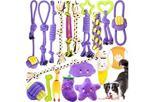 CIRULLI 19 pezzi giocattoli per cani – giocattoli da masticare resistenti, set di allenamento dentale in cotone naturale per cani di taglia piccola, media/grande, cura dentale