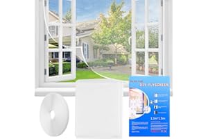 BAROCE Rete Zanzariera Finestra, 130 x 150cm Zanzariere per Finestre Tetto DIY Zanzariera per Finestra Senza Forare con Adesivo Zanzariera Universale Anti Insetti, Bianco