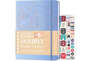 Legend Planner PRO Edition Horaire - Agenda Hebdomadaire Horaire Carnet de Rendez-Vous Gestion du Temps, Journal Travail/Vie Personnelle, Non Daté, Format A4, Couverture Rigide - Pervenche