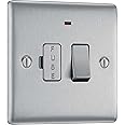 BG Electrical Switched Fused Connection Unit with LED Power Indicator, Fused Spur Switch, Double Pole, Raised and Slim Profile, Round Edges, Nexus Metal, Brushed Steel, 13A, NBS52