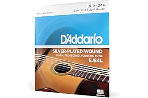 D'Addario EJ84L Cordes pour guitare acoustique jazz manouche Extrémité à boucle Léger 10-44