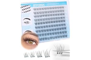 JIMIRE Self Adhesive Eyelashes Natural Pre Glued Lash Clusters No Glue Needed Press on Lashes Wispy Reusable Self Adhesive Cluster Lashes Eyelash Clusters Easy to Apply 9-12MM