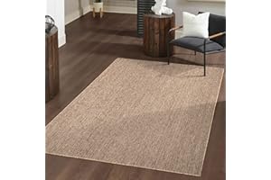 TT Home Tappeto Per Esterno Cucina Balcone Soggiorno Etnico Monocromatico Lavabile, Colore:Marrone Chiaro Beige, Dimensione:160x220 cm