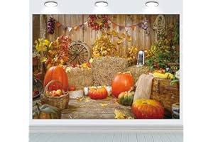 RUINI Hintergrund für Herbstpartys, rustikaler Holztafel, Scheunenernte, Herbst-Kürbis-Hintergrund, Babyparty, Herbst-Party-Dekoration, 2,1 x 1,5 m