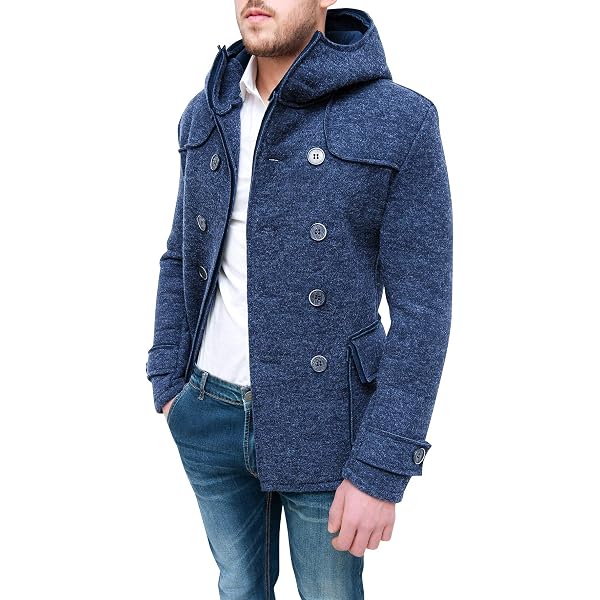 Cappotto Uomo Grigio Slim Fit Invernale | Doppiopetto Con Cappuccio | Stile Casual E Giovanile