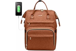 LOVEVOOK Laptop Backpack Women, Large Work Womens Backpacks, 15.6 Inch Rucksack Bag for Travel Business Uni, Lightweight Ladies Back Pack with USB Port & Anti-Theft Pocket, Orange