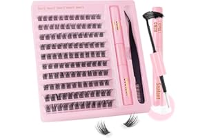 Sixstarhair Kit de extensión de pestañas DIY, 120 piezas, pegamento para pestañas en racimo, kit de extensiones de pestañas en racimo con pinzas para pestañas, pestañas individuales