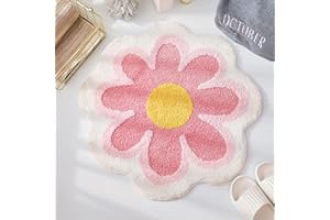 JUSTUP Rug, Flowers Soft Non-Slip Bath Mat with High Hygroscopicity Bath Mat Shower Mat Carpet for Bathroom Kitchen Living Room Toilet 25.6 x 25.6 Inches (Pink)