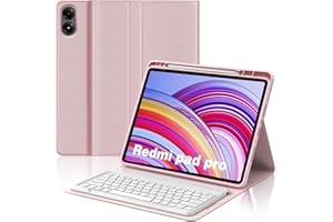 JADEMALL Clavier Redmi Pad Pro 12.1" 2024, Coque Clavier pour Redmi Pad Pro 12.1 Pouces, AZERTY Français Bluetooth Magnétique Détachable pour Tablette Xiaomi Redmi Pad Pro 12.1" 2024, Rose