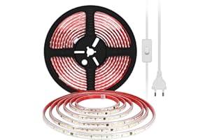 pcning Tira de LED Adhesiva 1M Blanco Frio 220V IP67 Impermeable Strip Light con Interruptor 12 Watt SMD 2835 120 leds/m corte 10 CM (Blanco Frio, 1)