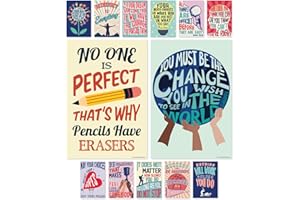 SWEETZER & ORANGE S&O Growth Mindset-Poster für die Dekoration von Klassenzimmern in der Mittel- und Oberstufe—Set mit 13 motivierenden Postern, inspirierenden Postern und Zitatpostern! Großes Posterpaket, 15 x 22 Zoll