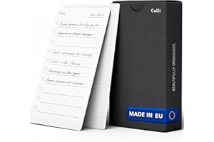 Calli® 50 Premium To Do Liste Karten aus feinstem 250g Papier (129 x 76mm) - Kugelschreiber Optimiert - To Do Planer To Do Listen Block Daily Planner Todo Liste block to do block to do list