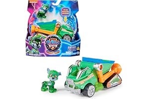 PAT PATROUILLE LA SUPER PATROUILLE LE FILM - Véhicule + Figurine Rocky La Pat Patrouille The Mighty Movie - Voiture Figurine À Collectionner - Sons Lumières - Paw Patrol - Jouet Enfant 3 Ans et +