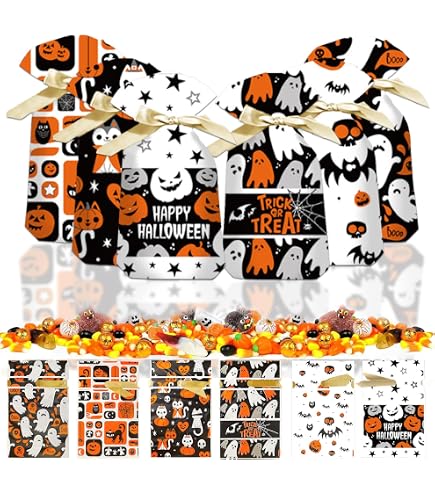 Halloween Bags With 30 Stickers, Pack Of 24 Candy Bags For