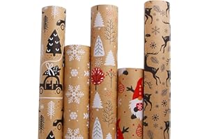 DERAYEE Geschenkpapier Weihnachten Set - 5 Verschiedene Muster (5 Rollen)