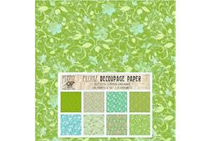 Decoupage Paper Pack (24 Sheets 6"x6") Green Dreams FLONZ Vintage Styled Paper for Decoupage, Craft and Scrapbooking