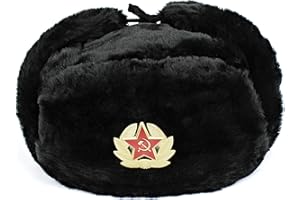Heka Naturals Chapeau d'hiver | Ushanka en Fausse Fourrure avec Rabat Oreilles et Épingle Militaire Décorative - Parfait pour l’Hiver, Vintage, Chapeau Trappeur