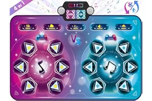 MAYSIDA 2025 Esterilla de Baile para Dos Usuarios, Alfombra Electrónica de Baile (Modo de un Jugador y Modo de dos Jugadores), Juego de Baile con Caja de Batería LED, Regalos de Cumpleaños para Niños y Niñas
